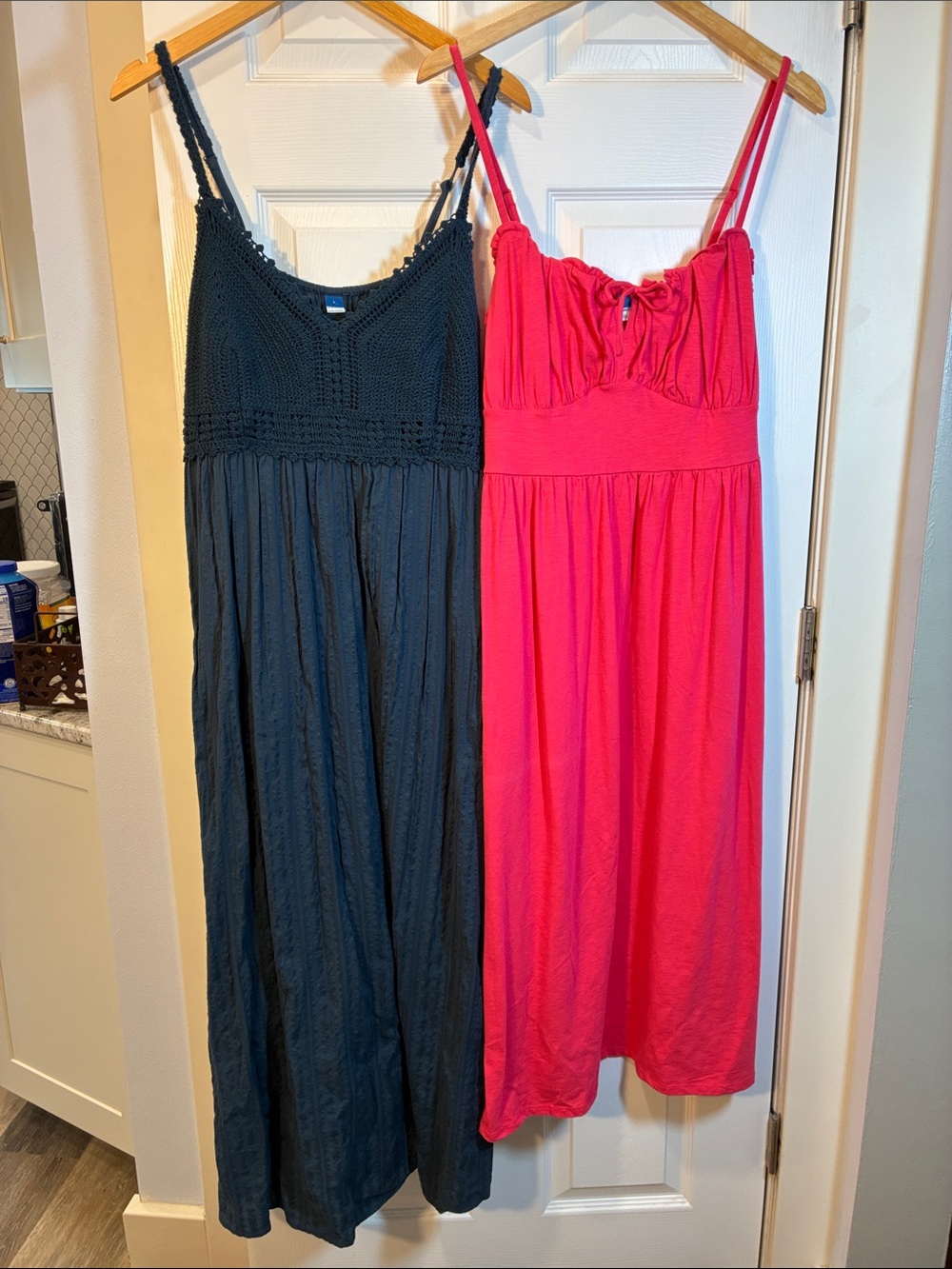 Old Navy Blue and Bright Pink Sleeveless Maxi Chemises - Lightweight Knit